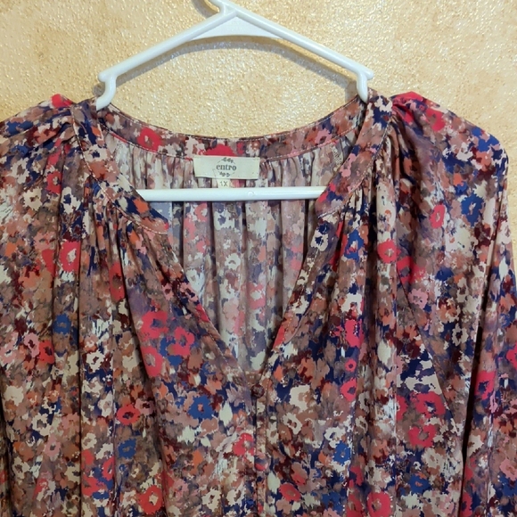 entro Tops - Entro 1X Multi Colored Button Down Top
